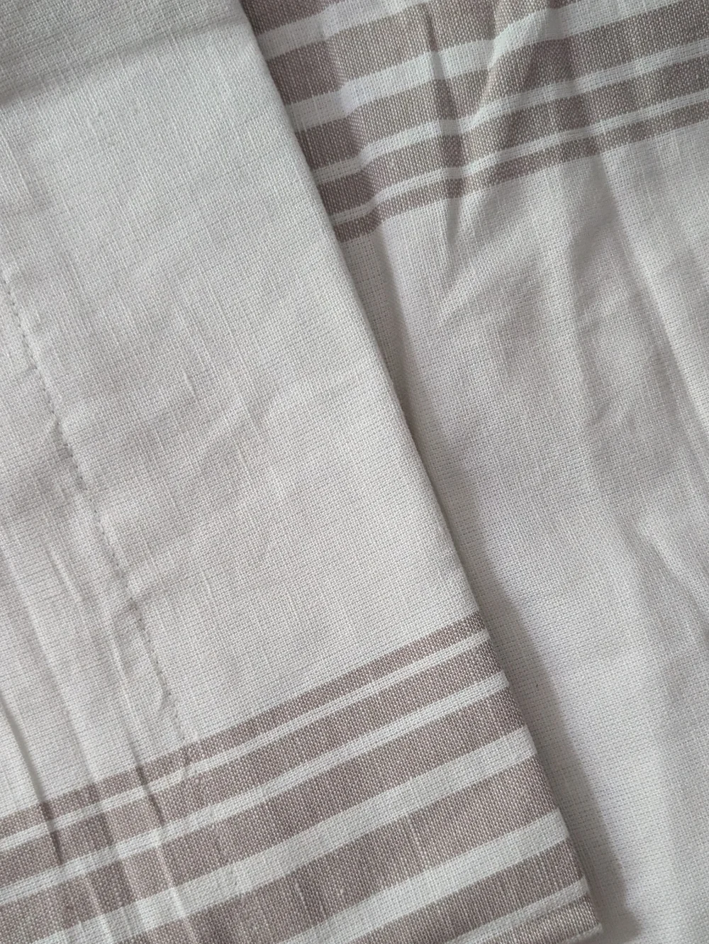 1Quince Coastal Stripe Linen Cotton Room Darkening Curtain 48x108 Ivory Natural